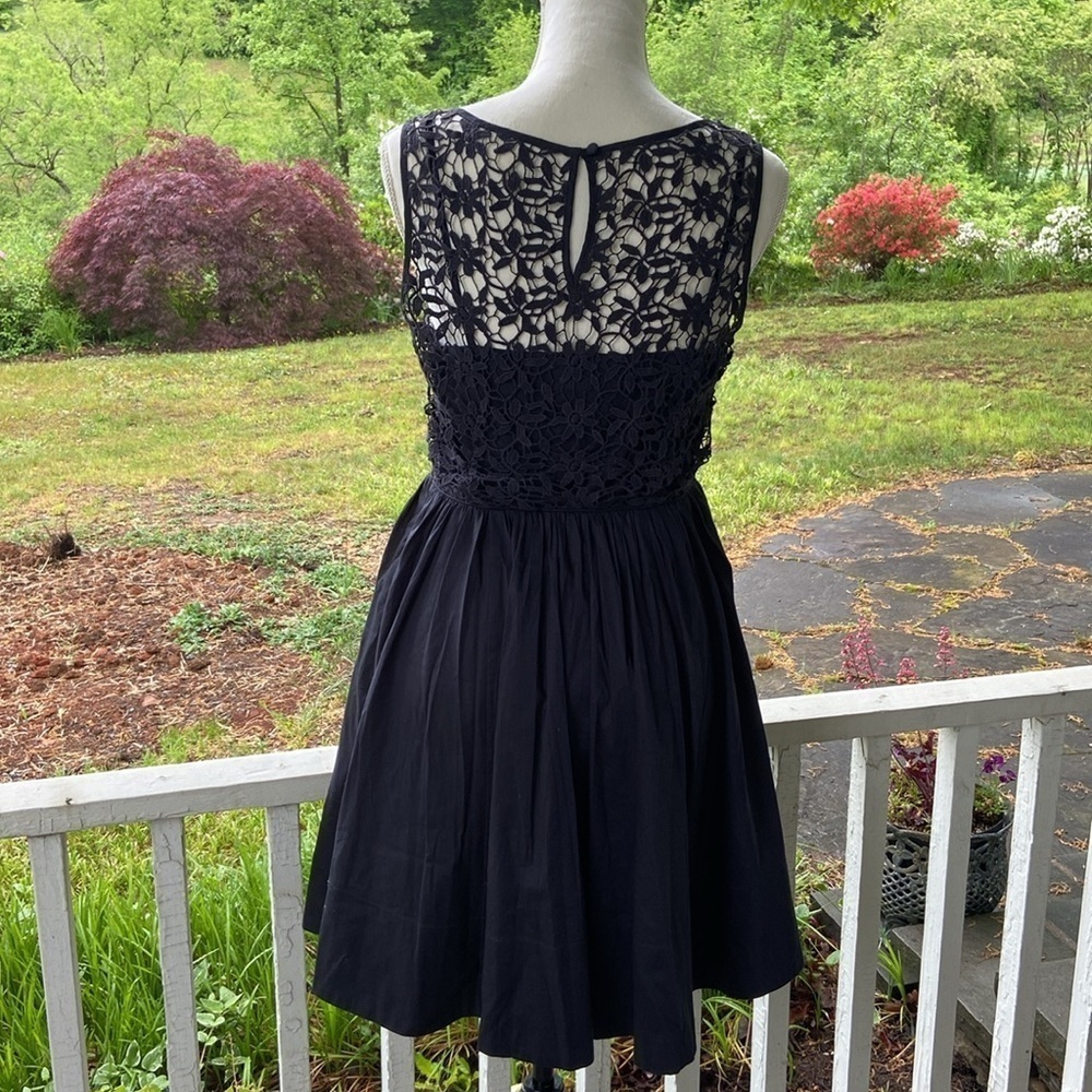 Anthropologie Moulinette Soeurs Navy Lace & Pintuck Pleat Dress - 4